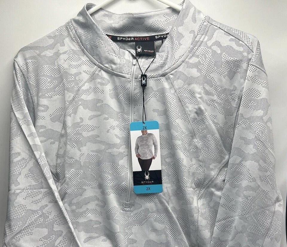 Spyder Ladies' Tech Quarter Zip Top Long Sleeve Pullover Gray 2XL 1675477