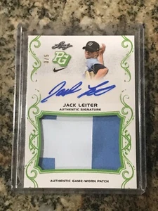 2018 Leaf Perfect Game Patch RPA JACK LEITER Auto 3/5 Vanderbilt MLB #1 Pick - Picture 1 of 2