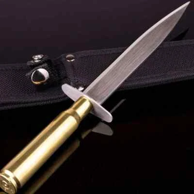 Новый Lucky Shot 50 калибра BMG нож и черный ножны 9» из нержавеющей стали накладной монтаж лезвие - Изображение 1 из 4