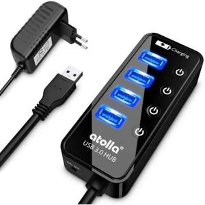 Hub USB 3.0 alimenté 4 Ports Multiprise USB commutateurs individuels - Imagen 1 de 4