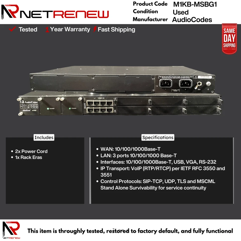 M1KB-MSBG1 AudioCodes Mediant 1000 Voip Gateway - Image 1 of 1