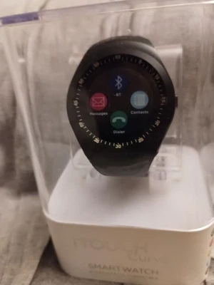 iTOUCH Curve 44mm Black Case with Rubber Navy Strap Unisex Smart Watch - Image 1 of 4