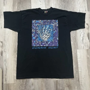 Vtg 90s Donnie Hunt Single Stitch T Shirt Mens XL Abstract Art Graphic Black - Picture 1 of 10