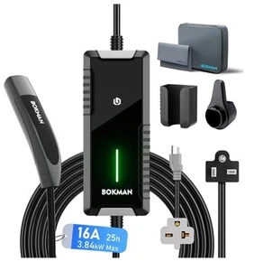 BOKMAN Level 2 Portable EV Tesla Charger, AC 120V/240V, NEMA 6-20 Plug, IP65,16A - Picture 1 of 11