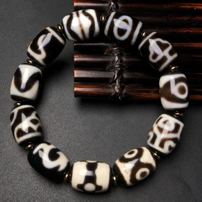 Pulsera amuleto cuentas Dzi tesoros muchos tesoros ágata budismo tibetano puro g1680 Foto 1 de 4