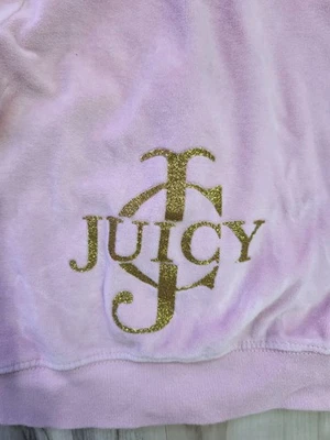 Conjunto de terno de veludo vintage Juicy Couture Y2K rosa meninas tamanho 4 calças com capuz glam - Imagem 1 de 4