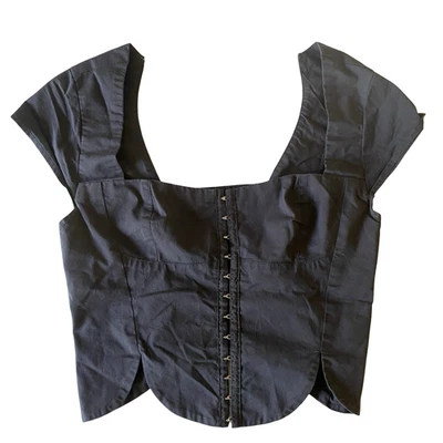 Silence + Noise Dark Grey Women's Crop Top Hook Front Corset Style Size S-P Rave - Image 1 of 4