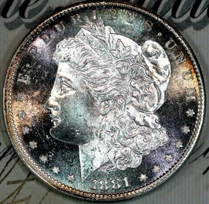1881-S CAMEO DMPL SUPERBO + GEMMA BU MS MORGAN DOLLARO D'ARGENTO DC160 DA TESORO - Foto 1 di 3