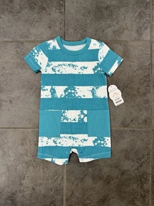 Wonder Nation Baby Boy Knit Romper 18m New! Comfy!! Teal/white - Picture 1 of 8