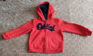 OSHKOSH B’gosh Boys Red Blue Full Zip Logo Hoodie Jacket Size 4T Pockets VTG - Picture 1 of 7