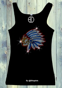 Indian Bling Shirt Pailletten Tank Top schwarz ohne Strass Tee - Bild 1 von 5