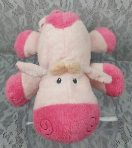 Ty Pluffies MOOER Cow Plush 9" Pink Baby Lovey 2008 Farm Stuffed Animal Toy