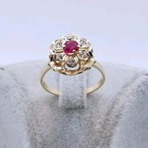 Ring Gold 585er mit Rubin und Zirkonen 14 kt Goldring Damenring - Bild 1 von 11