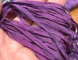 rayon embroidery ribbon flower 1/8" trim 4mm purple blueberry  1yd made in Japan - Picture 1 of 5