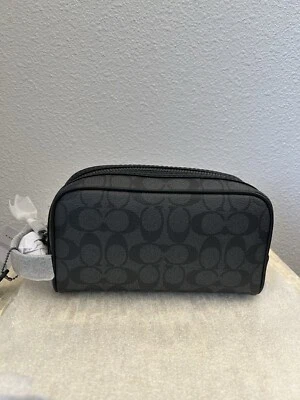 Coach Small Travel Kit In Signature Canvas Gunmetal/Charcoal/Black. - Image 1 of 4