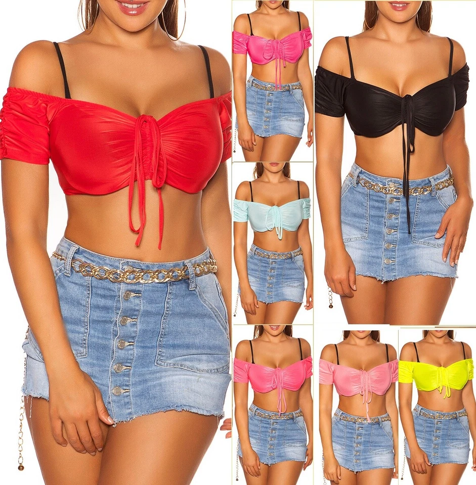 Koucla Off Shoulder Crop Top Shirt Cropped - Image 1 of 1