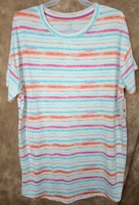 L - XL Secret Treasures Dorm Sleepshirt Women's Plus Size Colorful Stripes  - Image 1 of 4