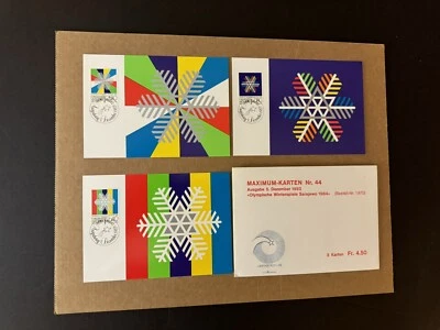 Liechtenstein FDC Maximum Card (MK44) 1984 Winter Olympics #772-74 +Envelope - Image 1 of 2