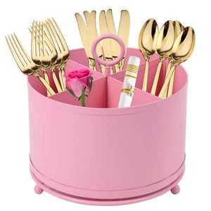 360°Rotating Metal Utensil Caddy 4 Compartment Silverware Cutlery Holder Fork... - Picture 1 of 6