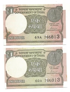 India Re 1, Set of 2 Notes with same number starting with 786, Shaktikant Das - Bild 1 von 2