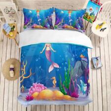 Colorful Mermaid Quilt Duvet Cover Set Bedroom Decor Super King Soft Bedspread