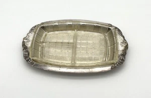 Vintage Silver Plated Ornate Serving Tray with Divided Glass Insert Ornate Tray - Picture 1 of 9