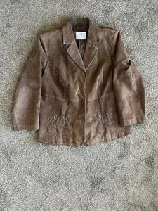 Womens Leather Jacket 18W JL Studio Chocolate Rockabilly Hand Stitched - Picture 1 of 10