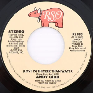 Andy Gibb – (Love Is) Thicker Than Water / Words And Music - 1977 45 rpm RS 883 - Picture 1 of 7