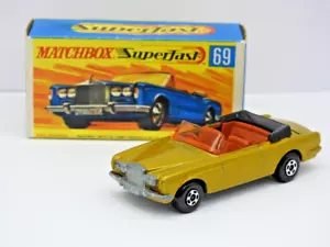 Matchbox Superfast Rolls Royce Argento Shadow Grigio Basi No.69 NM IN G Box 1971 - Foto 1 di 10