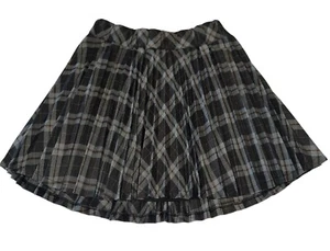 Katie J NYC Girls Black Gray Plaid Pleated Pull On Mini Skirt Size L(12) - Picture 1 of 3