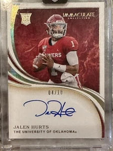 2020 Panini Immaculate Jalen Hurts On Card Rookie Auto RC #d 4/10 SP - Bild 1 von 10