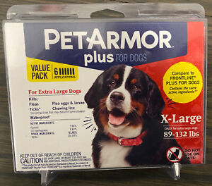 Pet Armor Plus Flea & Tick Prevention for X-Large Dogs 89-132lbs, 6 Applications