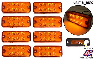 8X 12V LED DELANTERO NARANJA MARCADOR LUCES INDICADORAS LÁMPARAS CÁMPER CARAVANA - Imagen 1 de 3