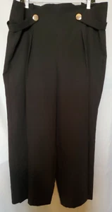 Worthington Womens Capris Sz 18 Black Dress Pants Cropped Back Zip Pleated Front - Picture 1 of 4