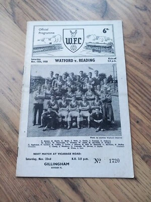 1958/59 Watford vs Reading - Division 3(S), 15/11/1958 * FREE P&P * - Image 1 of 3