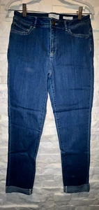 EUC Womens LOGO by LORI GOLDSTEIN Straight Rolled Cuff Medum Rinse Denim Jeans 6 - Picture 1 of 4