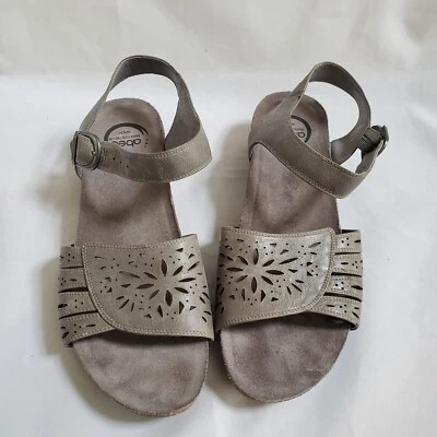 Abeo Bio System Gray Leather Piper Comfort Sandals Size 11 Neutral Footbed - Image 1 of 4