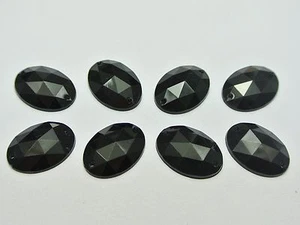 100 botones de estrás ovalados de acrílico con respaldo plano negro azabache 13X18 mm coser cuentas - Imagen 1 de 1