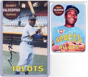 1969 Topps custom card Sandy Valdespino with 3 x 5 autograph photo - Picture 1 of 1