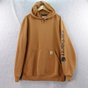Carhartt Men's Brown Loose Fit Hooded Sweatshirt Hoodie Size L Pullover Y2K Boxy - Picture 1 of 9