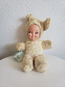 1960s Bunny Baby Handcrafted Plastic Face Doll Animal "Rescued Orphans " - Bild 1 von 10