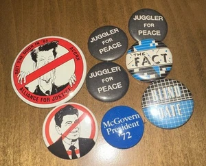 Ronald Reagan Anti Campaign Pin Button Political McGovern 72 Juggler For Peace - Picture 1 of 9