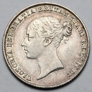 SCARCE 1859 VICTORIA GREAT BRITAIN YOUNG HEAD A1 SILVER SIXPENCE SIX 6 PENCE - Picture 1 of 2