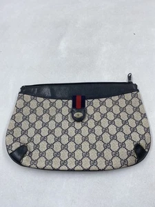 Gucci GG Monogram Canvas Leather Clutch Bag - Picture 1 of 9