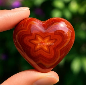 1pc Carnelian Heart Palm Stone Polished Puffy Red Crystal Mineral Specimen - Picture 1 of 7