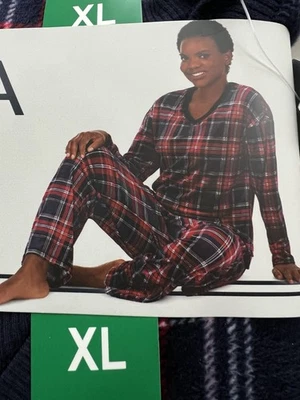 Nautica Holiday Plaid  Fleece Pajama Sleepwear Set Red Blue Women's XL/XXL - Image 1 of 4