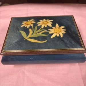 Caja de música para joyería suiza Reuge Romance ~ tapa italiana con incrustaciones de madera ¡Excelente! Funciona - Imagen 1 de 7