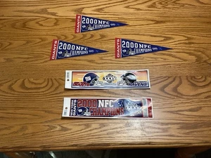 NFL Giants Ravens Vintage Football Stickers & Mini Pennants Lot - Picture 1 of 4