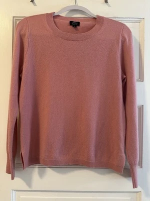J. Suéter feminino Crew rosa 100% cashmere l/slv tamanho M novo sem etiquetas - Imagem 1 de 4