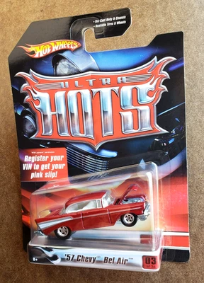 2007 Hot Wheels '57 CHEVY BEL AIR RED Ultra Hots Series 3/36 1:64 Real Rider 5SP - Image 1 of 4